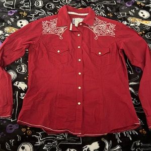 Panhandle Slim Western Shirt Medium Pearl Snap Red Plaid LS Cowboy Southwest